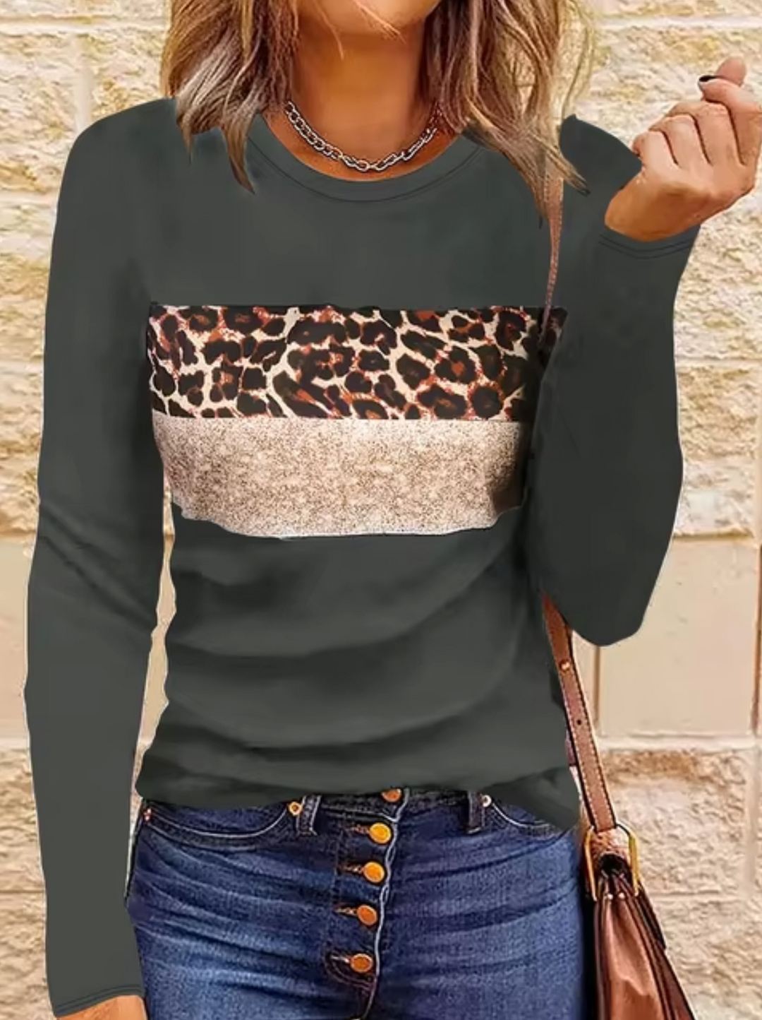 W&W Mode | Langarm-T-Shirt mit Leopardenmuster