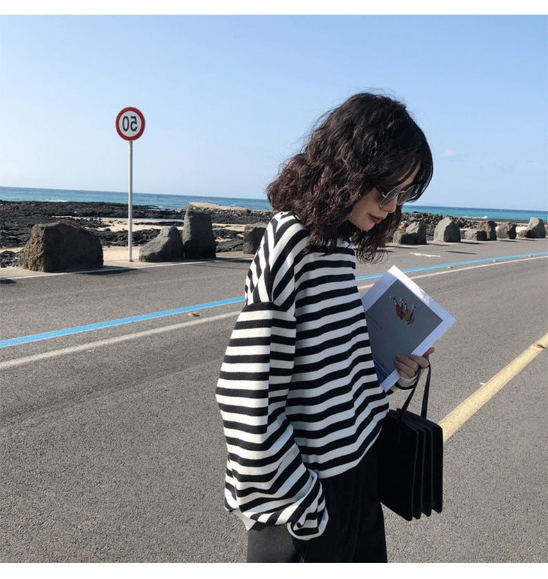 WW | Retro-Gestreiftes Langarmshirt
