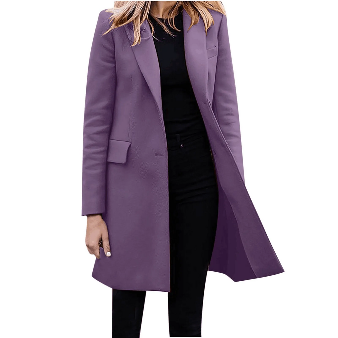 W&W Mode | Damen Slim Fit Mantel Jacke, Ein Knopf Wolle Mix Lange Jacke