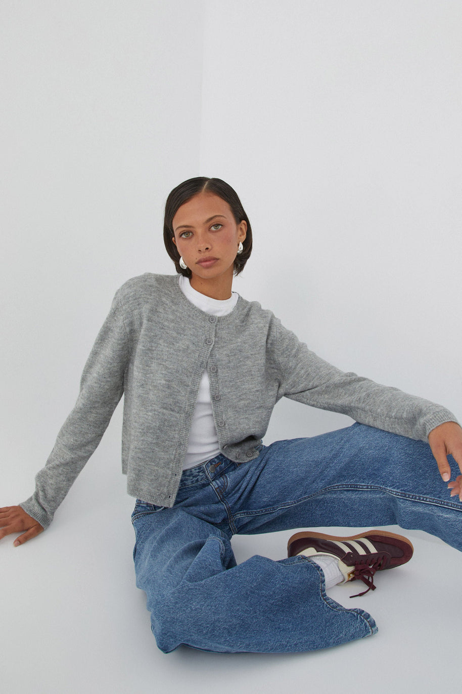 WW | Bunter Unifarbener Damen-Cardigan