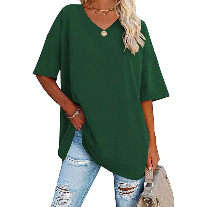 W&W Mode | Lässiges T-shirt Mit Übergröße V-ausschnitt Für Damen