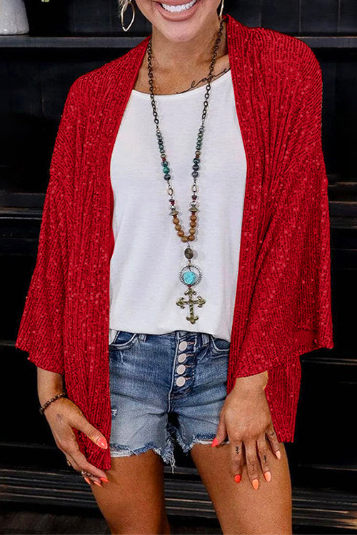 WW | Rosiedress Offene Front Kimono Pailletten Cardigan