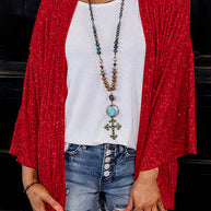 WW | Rosiedress Offene Front Kimono Pailletten Cardigan