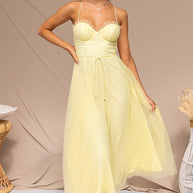 WW | Rare Beauty Tüll Rückenfreies Midi Kleid