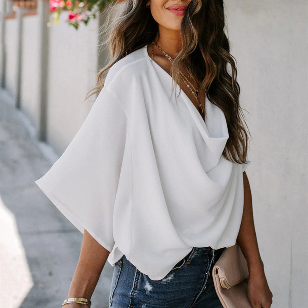 W&W Mode | Luftige Bluse Mit Wasserfallausschnitt