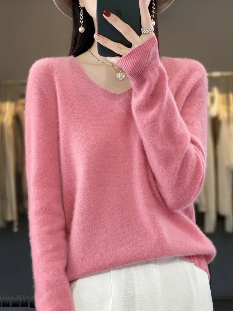 W&W Mode | Cashmere Pullover Damen Eleganter V-ausschnitt, Weich & Komfortabel
