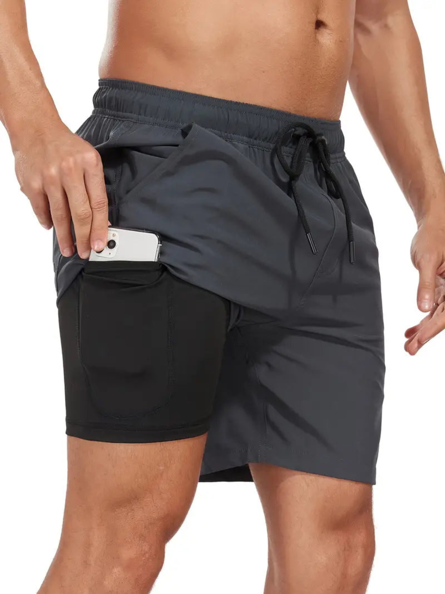 WW | Schnell Trocknende Herren Badehose Doppelschicht Design
