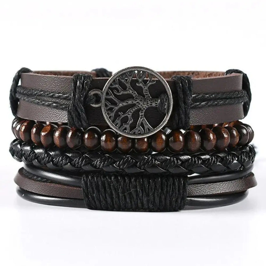 WW | Geflochtene Leder Wickelarmband Für Herren