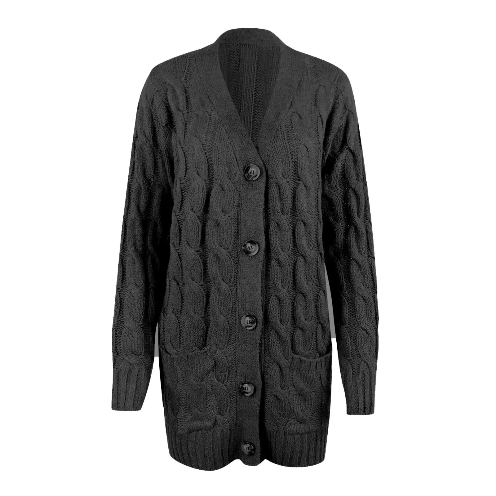 WW | Stylische Lange Strickjacke Für Damen Mit Knopfleiste