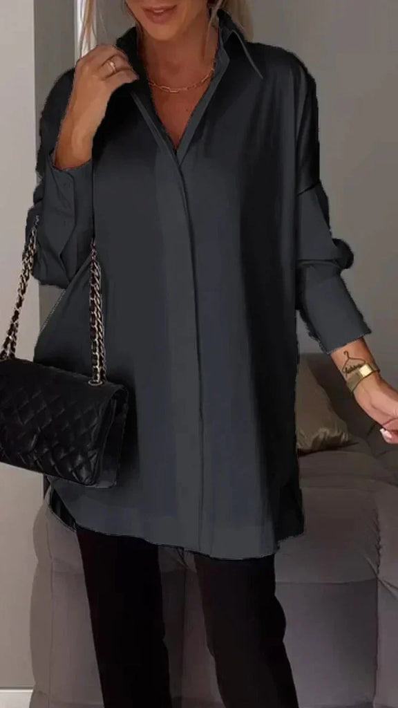 WW | Oversize Shirt Bluse mit gerollten Ärmeln