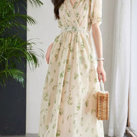 WW | Temperament Kurzarm Chiffonkleid