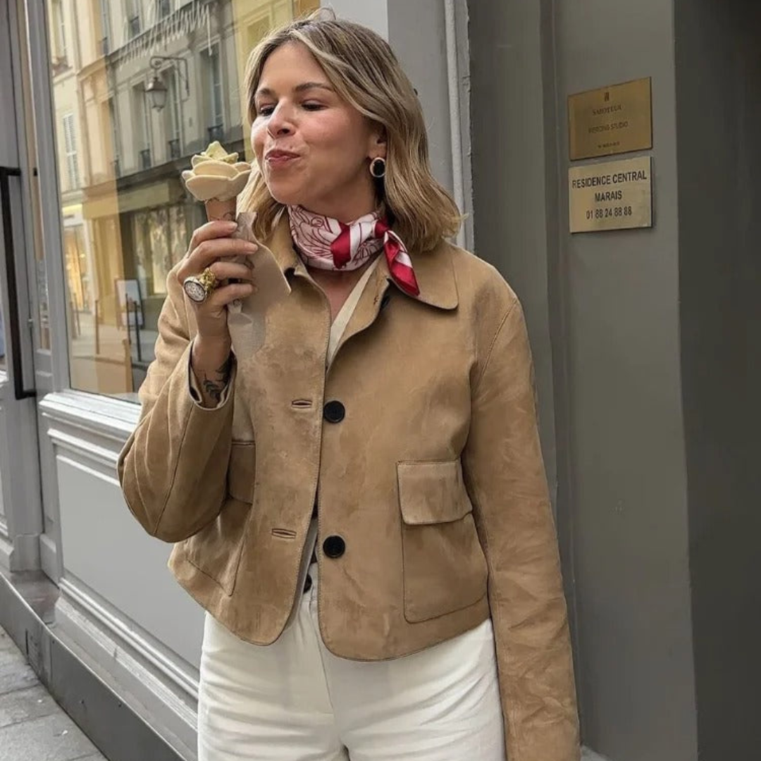 W&W Mode | Beige Lederjacke