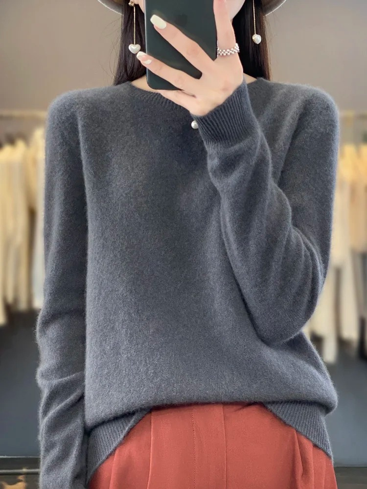 WW | Kaschmir Pullover Damen Runder Ausschnitt Weicher und Eleganter Strickpullover
