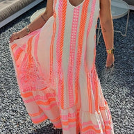 WW | Away On Vacay Lange Cami Kleid mit Ethnischem Muster