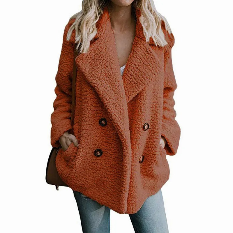 WW | Wendbare Teddyjacke Damen mit Reverskragen und Knöpfen