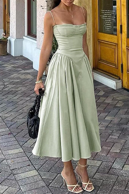 WW | Rosiedress Spaghetti-Träger Pocketed Korsett Swing Midi Kleid