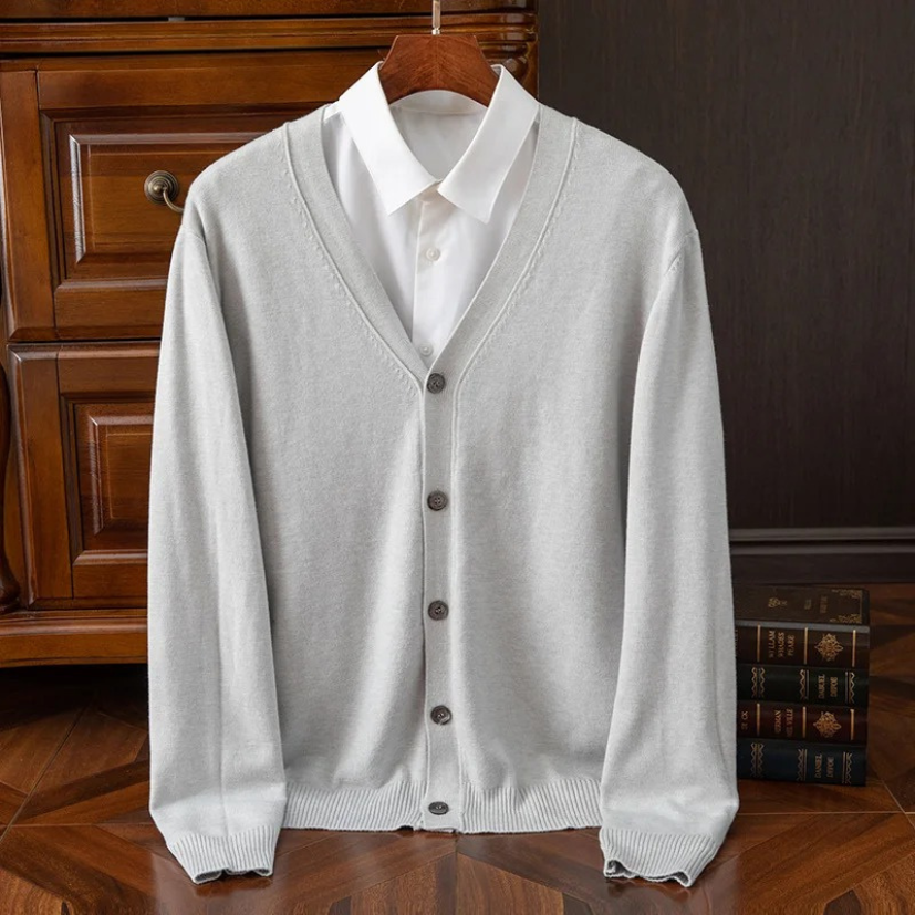 WW | Herren Strickjacke Mit Knöpfen, Leichtes Material, V-ausschnitt, Klassischer Stil