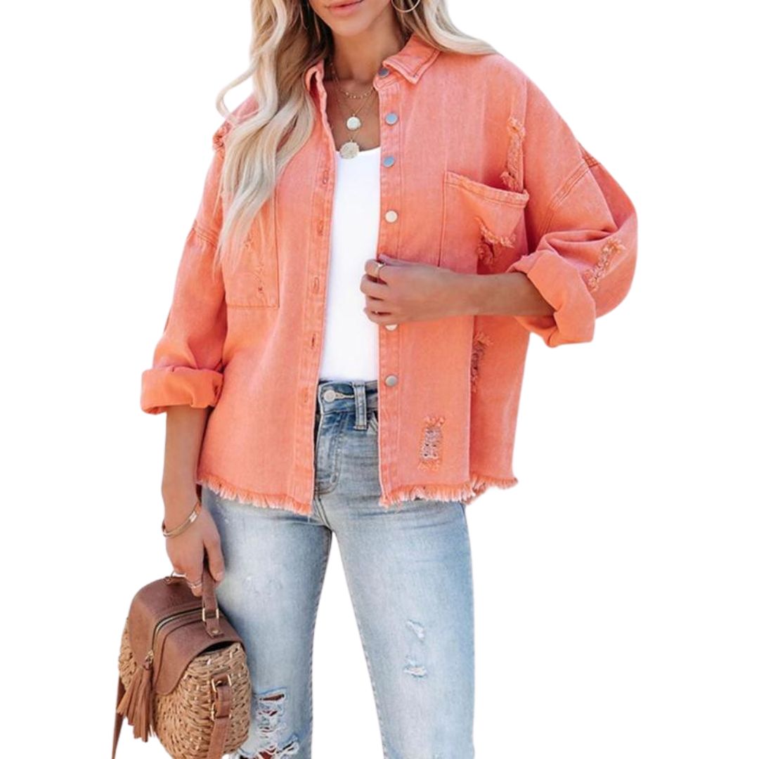 W&W Mode | Casual Oversized Denimjacke mit Used-Look