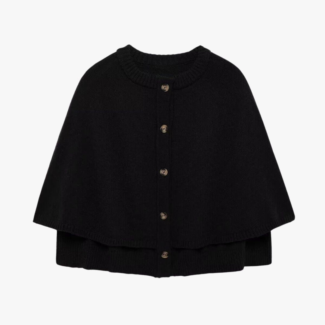 W&W Mode | Strick Cape Mit Knöpfen Und Gestuftem Saum