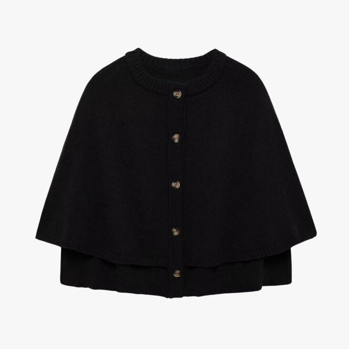 W&W Mode | Strick Cape Mit Knöpfen Und Gestuftem Saum
