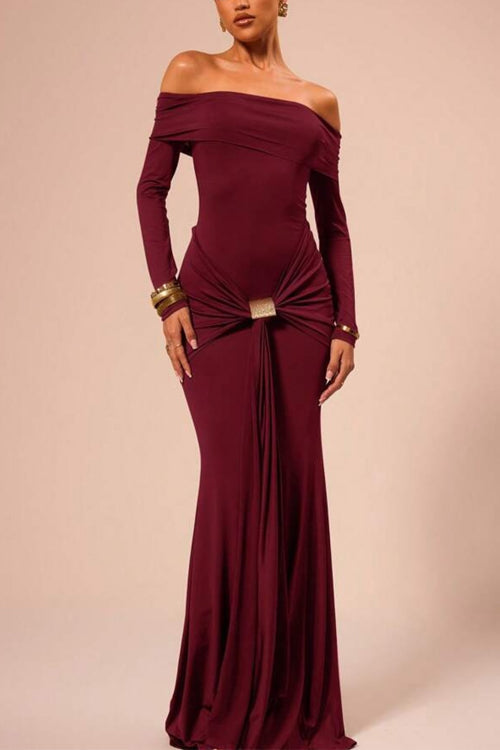 WW | Rosiedress Off Shoulder Knoten Front Bodycon Maxi Party Kleid