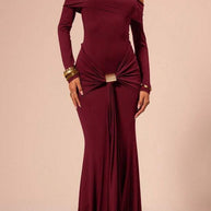 WW | Rosiedress Off Shoulder Knoten Front Bodycon Maxi Party Kleid
