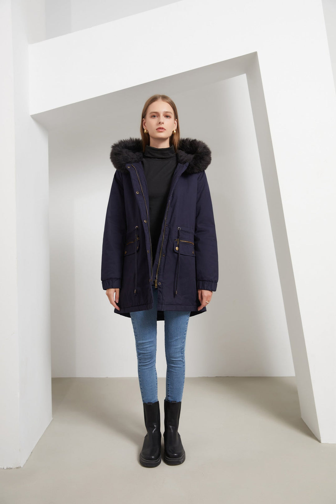 W&W Mode | Damen Wintermantel mit Fleece-Futter und Kapuze