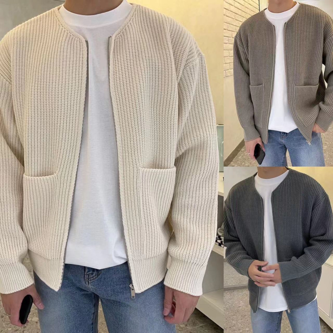 W&W Mode | Stehkragen Strickjacke für Herren | Warmer und stilvoller Pullover