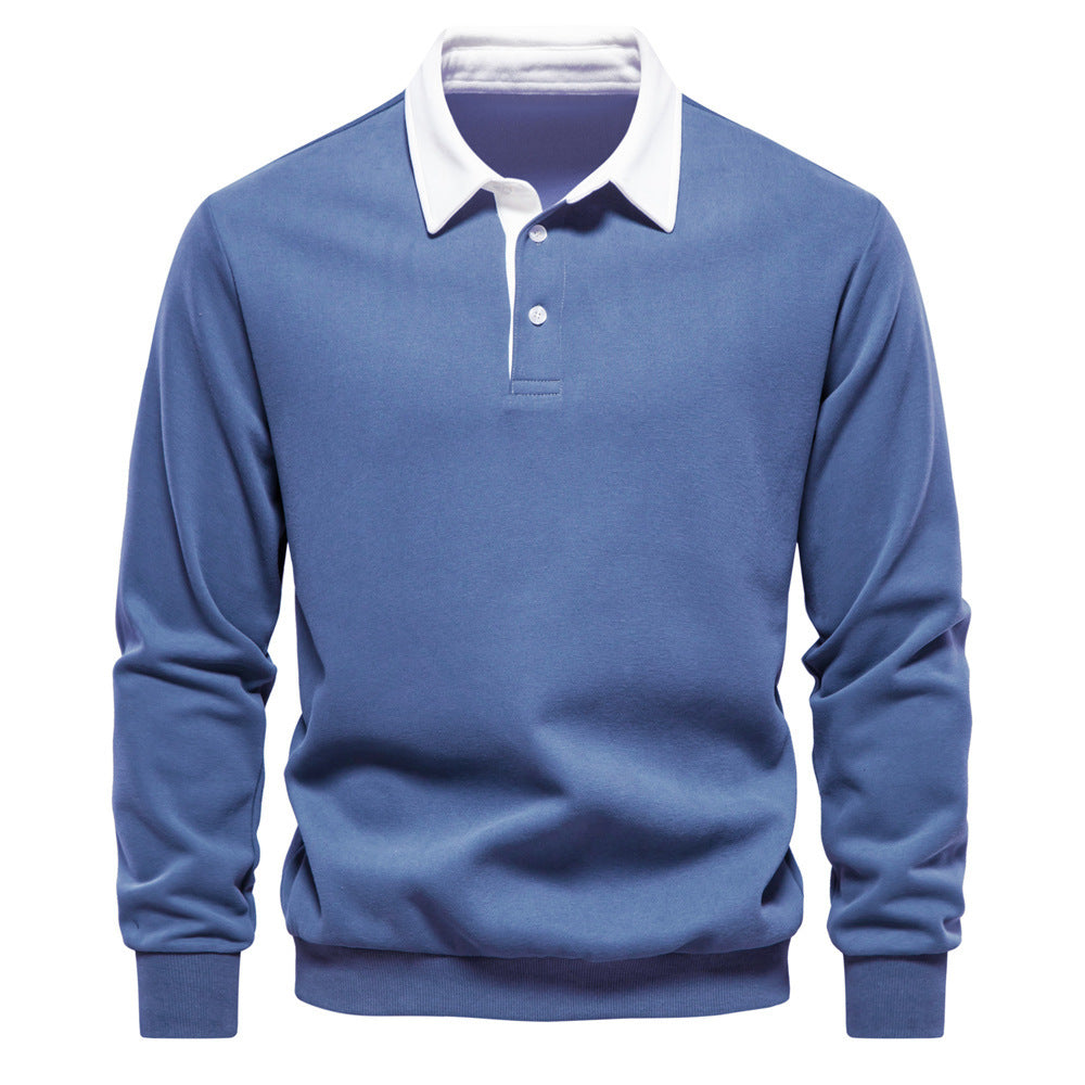 WW | Elegantes Herren Langarm Polo Shirt Mit Klassischem Kragen