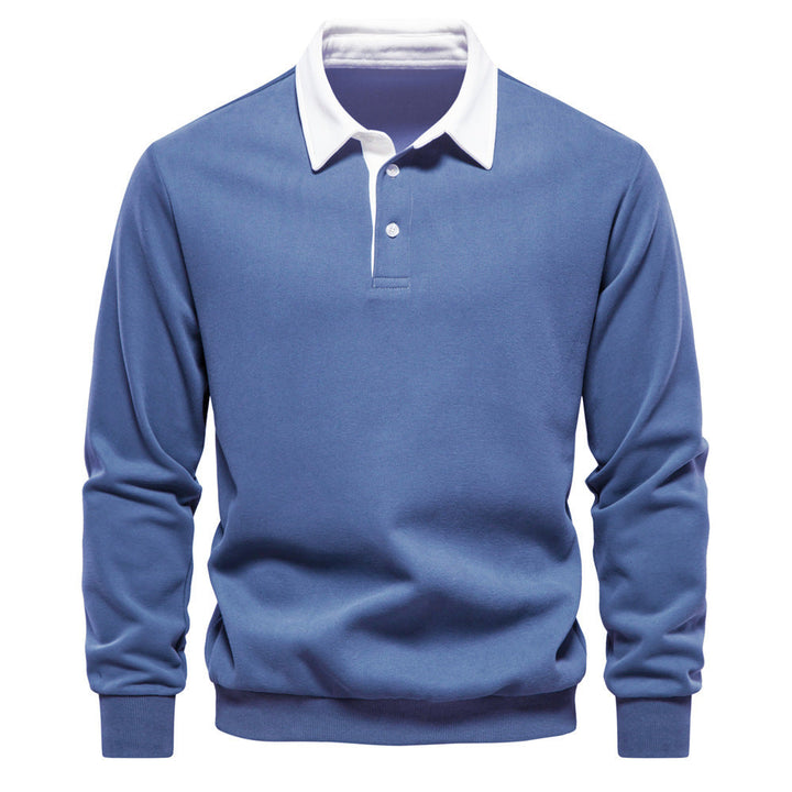 W&W Mode | Elegantes Herren Langarm Polo Shirt Mit Klassischem Kragen