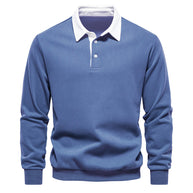 WW | Elegantes Herren Langarm Polo Shirt Mit Klassischem Kragen