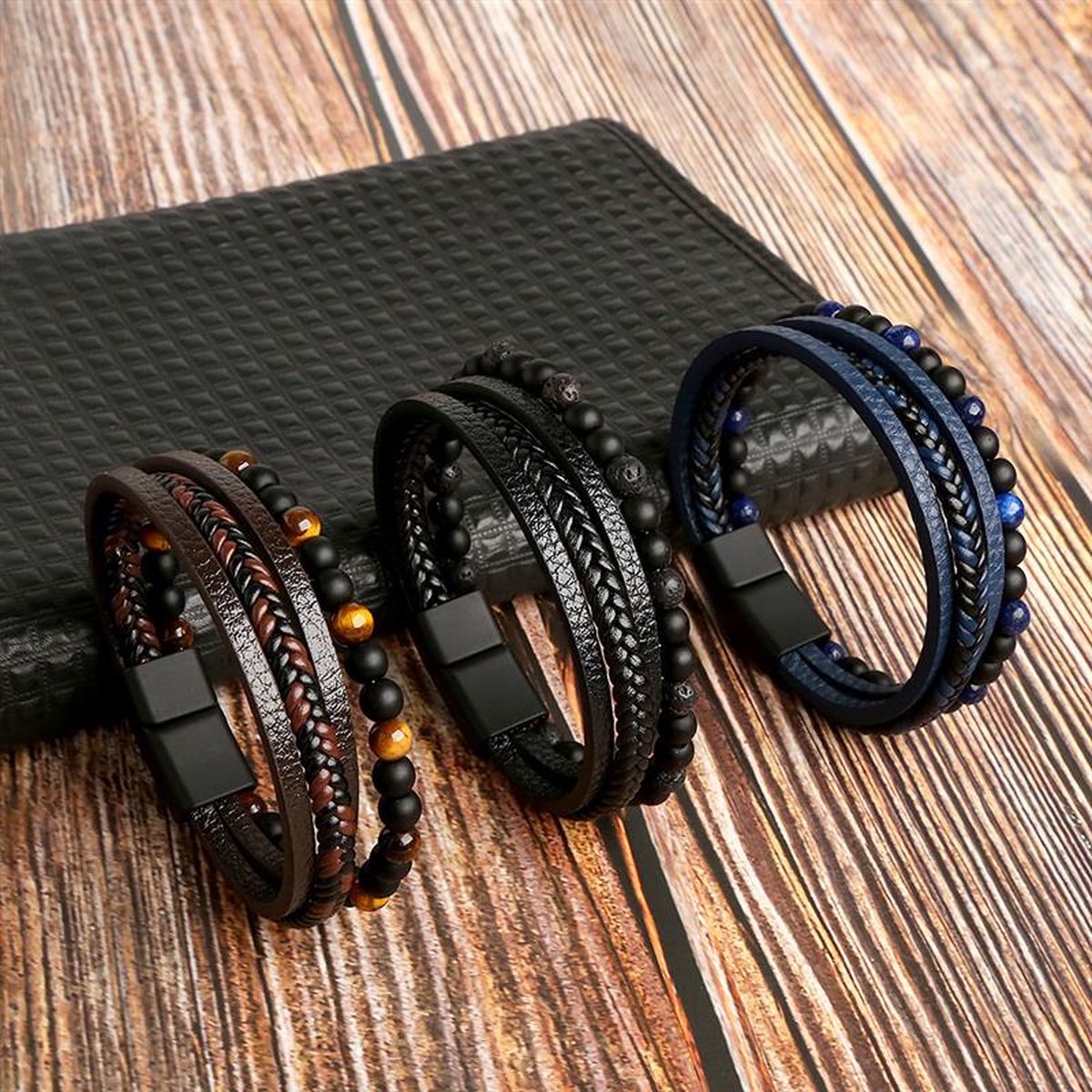 WW | Stilvolles Lederarmband Satz Für Herren