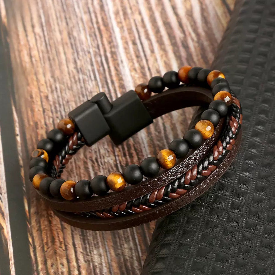 WW | Stilvolles Lederarmband Satz Für Herren