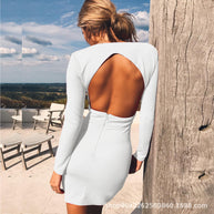 Damen figurbetontes Kleid mit tiefem V-Ausschnitt und langen Ärmeln W&W