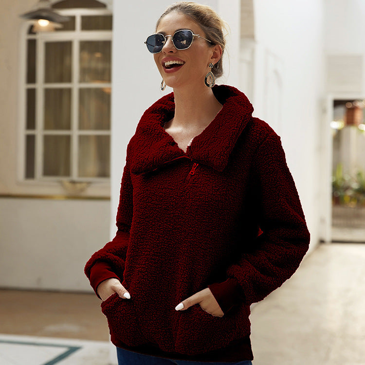 Damen Fleecejacke mit hohem Kragen und praktischen Taschen WW
