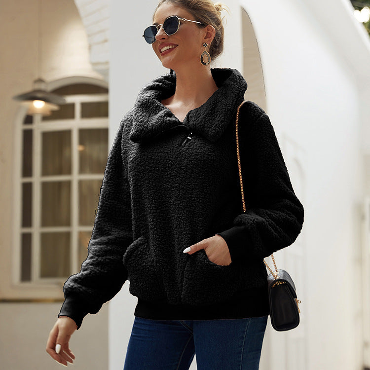Damen Fleecejacke mit hohem Kragen und praktischen Taschen WW
