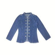 WW | Blaue Raw-Trim Jeansjacke für Damen