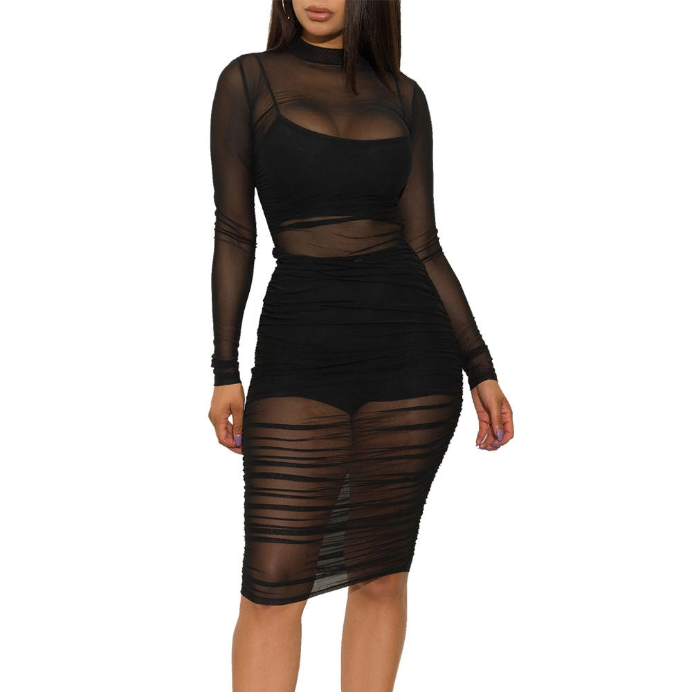 Damen Transparente Stretchkleid WW