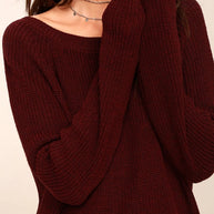 Damen Strickpullover mit tiefem Rückenausschnitt und lässigem Schnitt WW