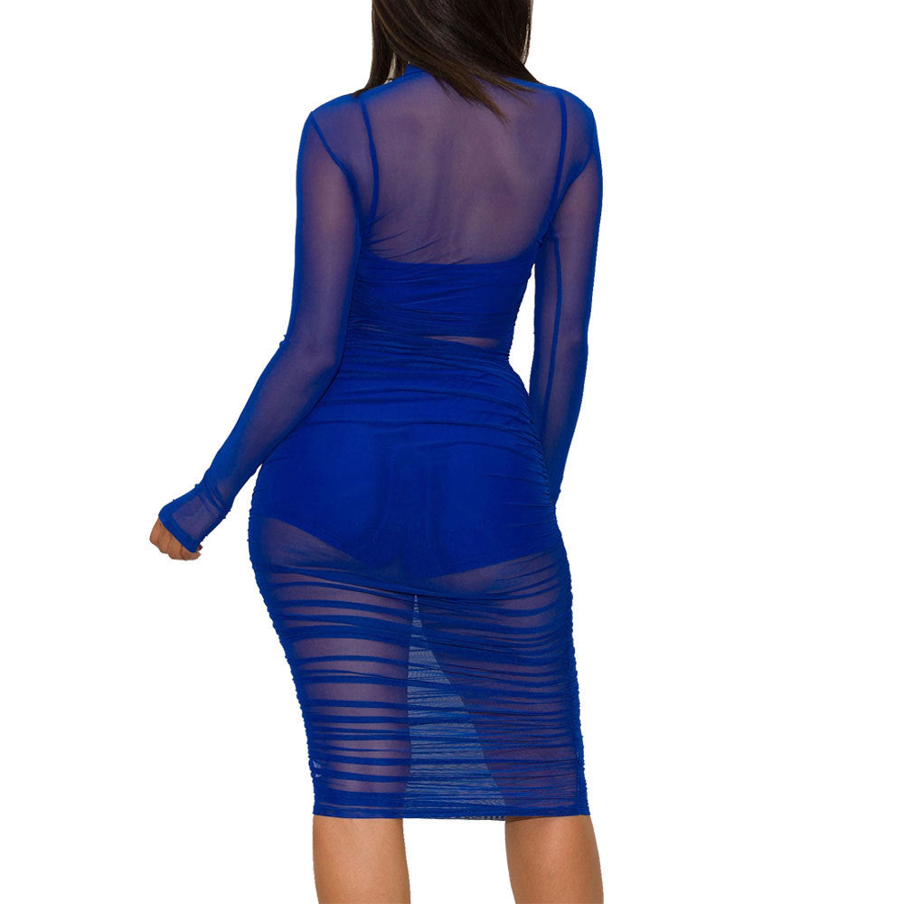 Damen Transparente Stretchkleid WW
