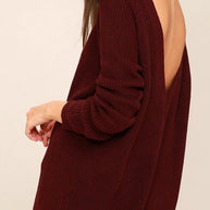 Damen Strickpullover mit tiefem Rückenausschnitt und lässigem Schnitt WW