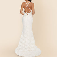 Damen elegantes Abendkleid mit zartem Spitzeneinsatz und verführerischem Rückenausschnitt WW