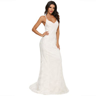 Damen elegantes Abendkleid mit zartem Spitzeneinsatz und verführerischem Rückenausschnitt WW