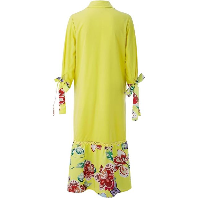 W&W Mode | Maxikleid mit Knopfleiste und Blumenmuster am Saum