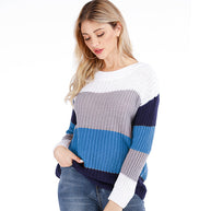 Damen Strickpullover mit modernem Farbblockdesign und lässigem Schnitt WW