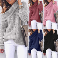 Damen Strickpullover mit schulterfreiem Design und strukturiertem Muster WW