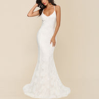 Damen elegantes Abendkleid mit zartem Spitzeneinsatz und verführerischem Rückenausschnitt WW