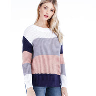 Damen Strickpullover mit modernem Farbblockdesign und lässigem Schnitt WW