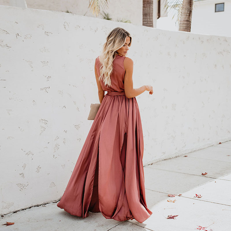 WW | Exquisiter Hals ärmelloses Langes Modekleid