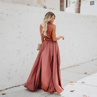 WW | Exquisiter Hals ärmelloses Langes Modekleid